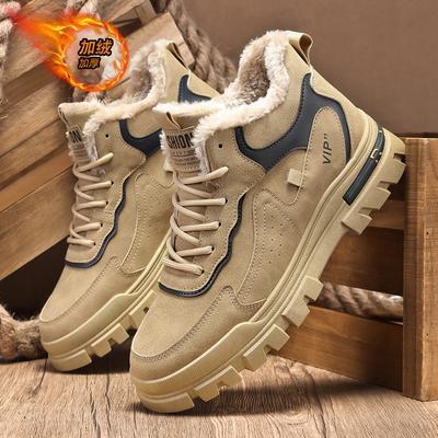 2025Winter Men's Boots Fashion High Top Cotton Shoes Plush Warm Snow Boots Outdoor Waterproof Platform Boots Winter Men Sneakers
