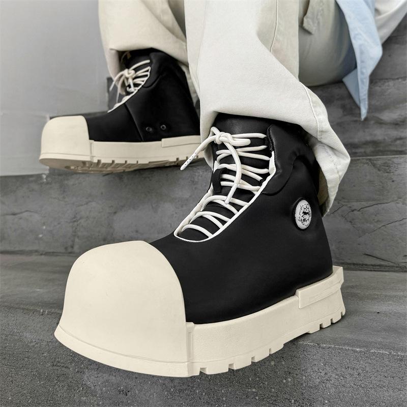 Mickey Big Head High-top Shoes Platform-soled Heightening Martin Boots Niche American High Street Wind Board Shoes Couple Bread Shoes