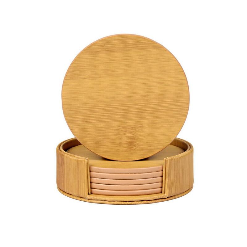 6 шт./комплект Костер из ПУ-кожи под мрамор Подставка под чашку для напитков и кофе Легко чистящиеся Подставки под тарелки Круглая подставка под чай Подставка-держатель для стола жёлтый