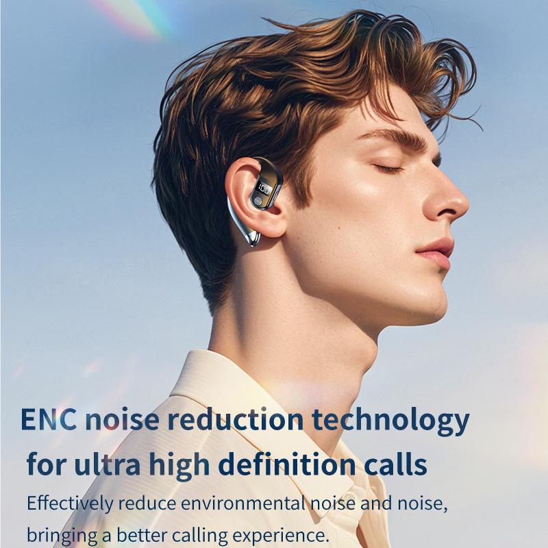 Wireless Bluetooth 5.4 Earphone Ear Hook Headphone LED Display HiFi Stereo Noise Reduction Sport Waterproof Headset