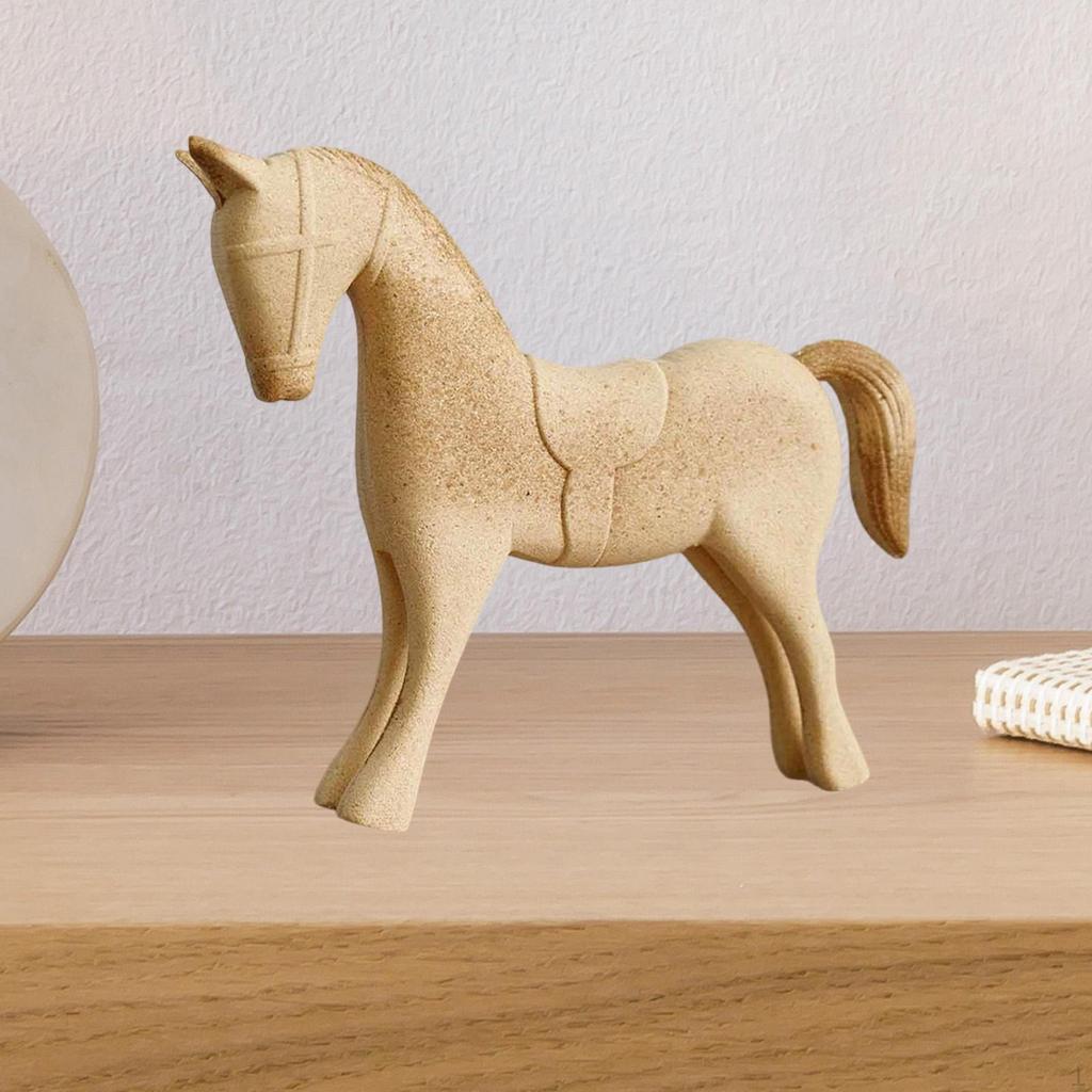 Unfinished Wooden Horse Blank Animal Ornament Desktop Paintable Sculpture for Housewarming Party