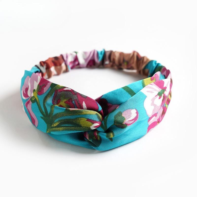 Summer Fashion Women Girls Bohemian Hair Bands Print Headbands Vintage Cross Turban Bandage Bandanas Hair Bands Hair Accessories