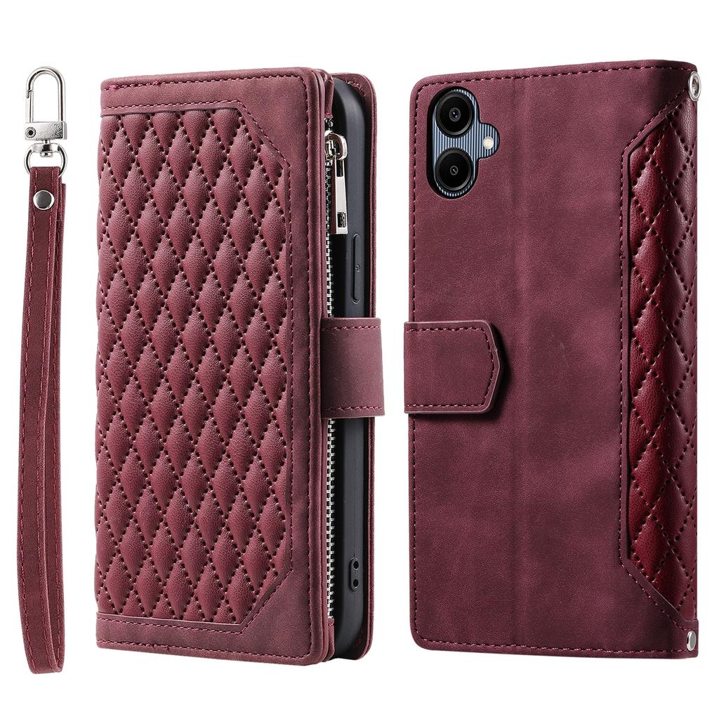 Style 005 For Samsung Galaxy A06 4G Wallet Case Rhombus Stitching Line PU Leather Phone Cover