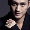 S925 Silver Plated Men's Black Agate Domineering Open Ring with Faux Gem