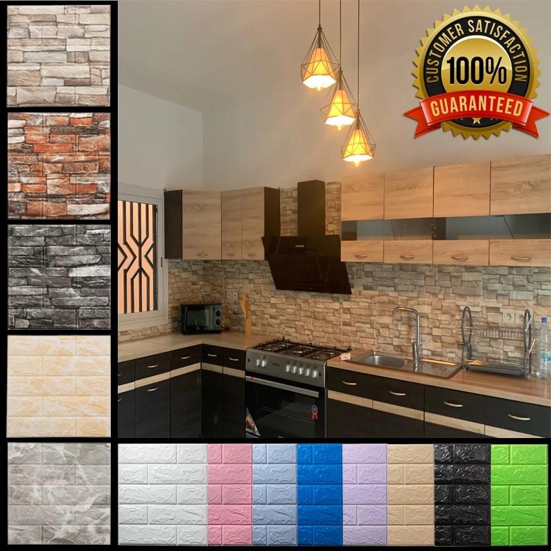 3d Foam Wall Sticker Panels Brick Waterproof Adhesive Wallpaper Living Room Bedroom Home House Bathroom Decor