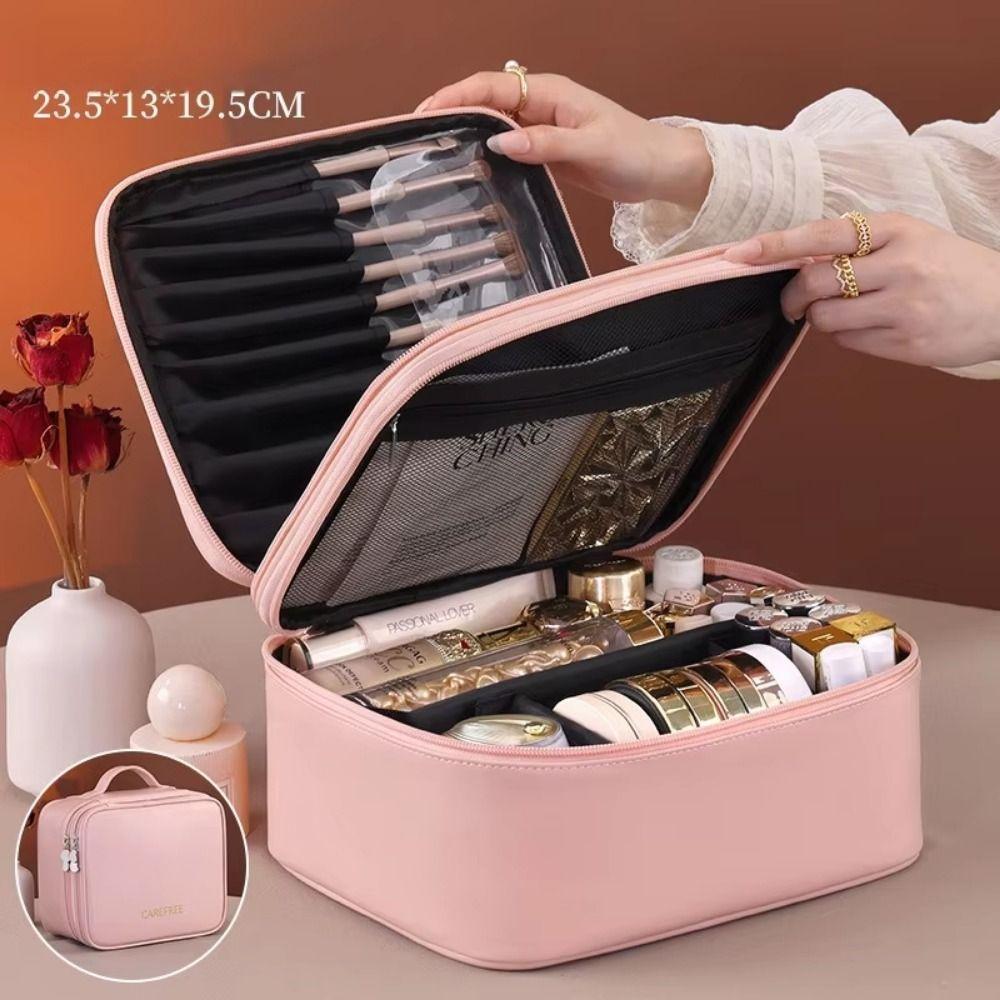 PU Leather Travel Toiletry Pouch Large Capacity Makeup Toiletries Organizer  Shopping