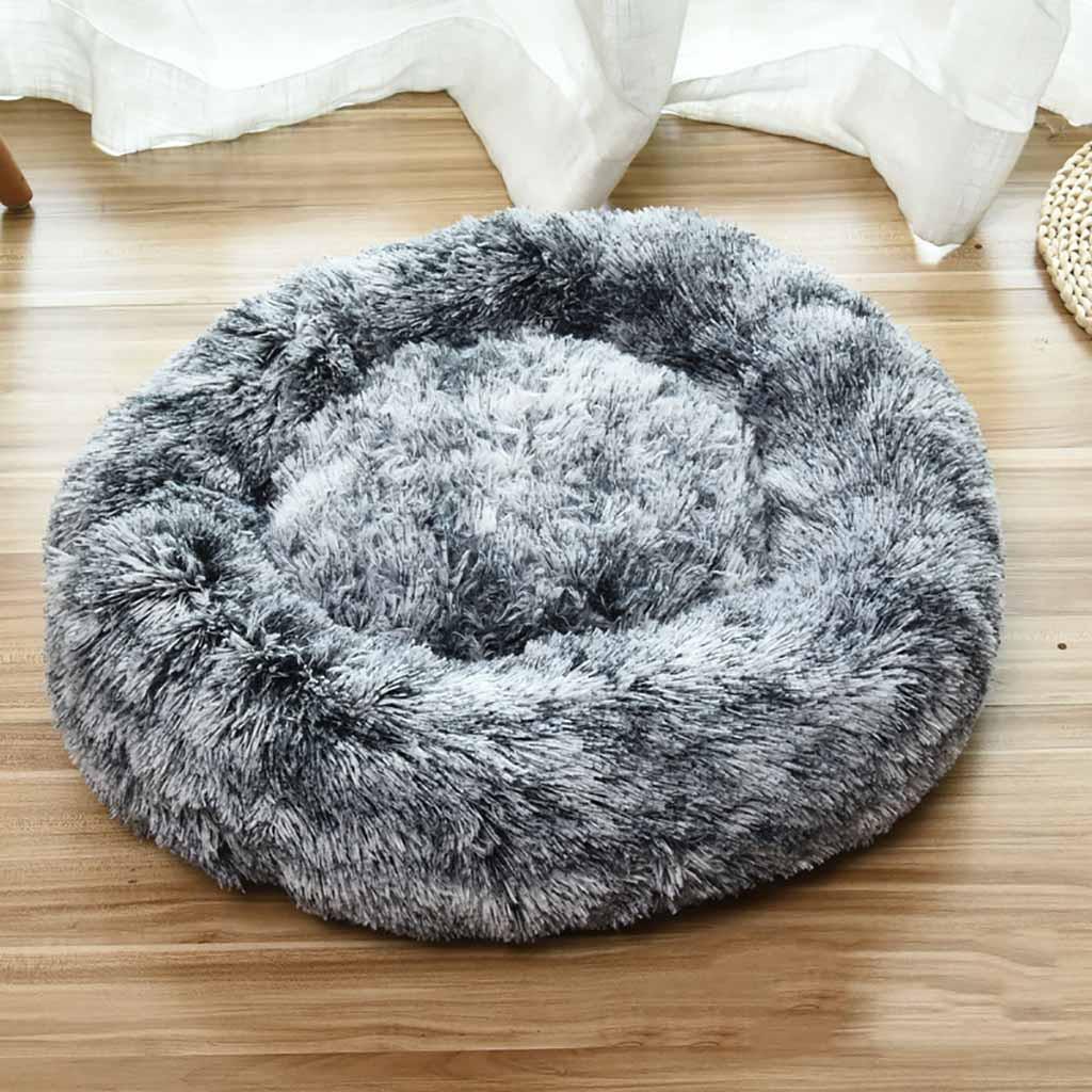 Dog Round Winter Warm Sleeping Bag Long Plush Soft Pet Bed Calming Bed