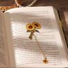 Cute Floral Metal Bookmarks Portable Students Reading Tool Hollow Hot Stamping Bookmark Long Tassel Bookmarks