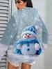 Autumn and Winter Women's Plus Size Christmas Santa Claus Print Hooded Sweatshirt Cozy  Pullover Sweatshirt Holiday Outfits