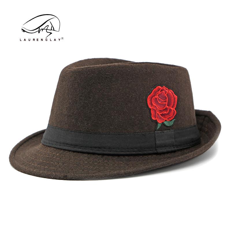 Autumn and winter new fashion personalized flower top hat women's British retro woolen jazz hat men's street performance hat