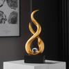 Creative Abstract Golden Flame Sculpture Crystal Ball Feng Shui Home Decor Resin Statue For Living Room Office Ornament Housewar