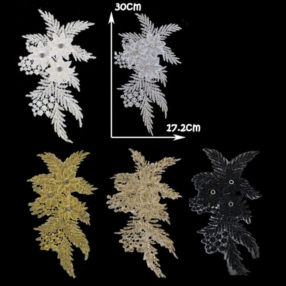 Lace Fabric Flower Applique Rhinestone Cloth Applique Garment Decoration Cloth Patch  Sewing