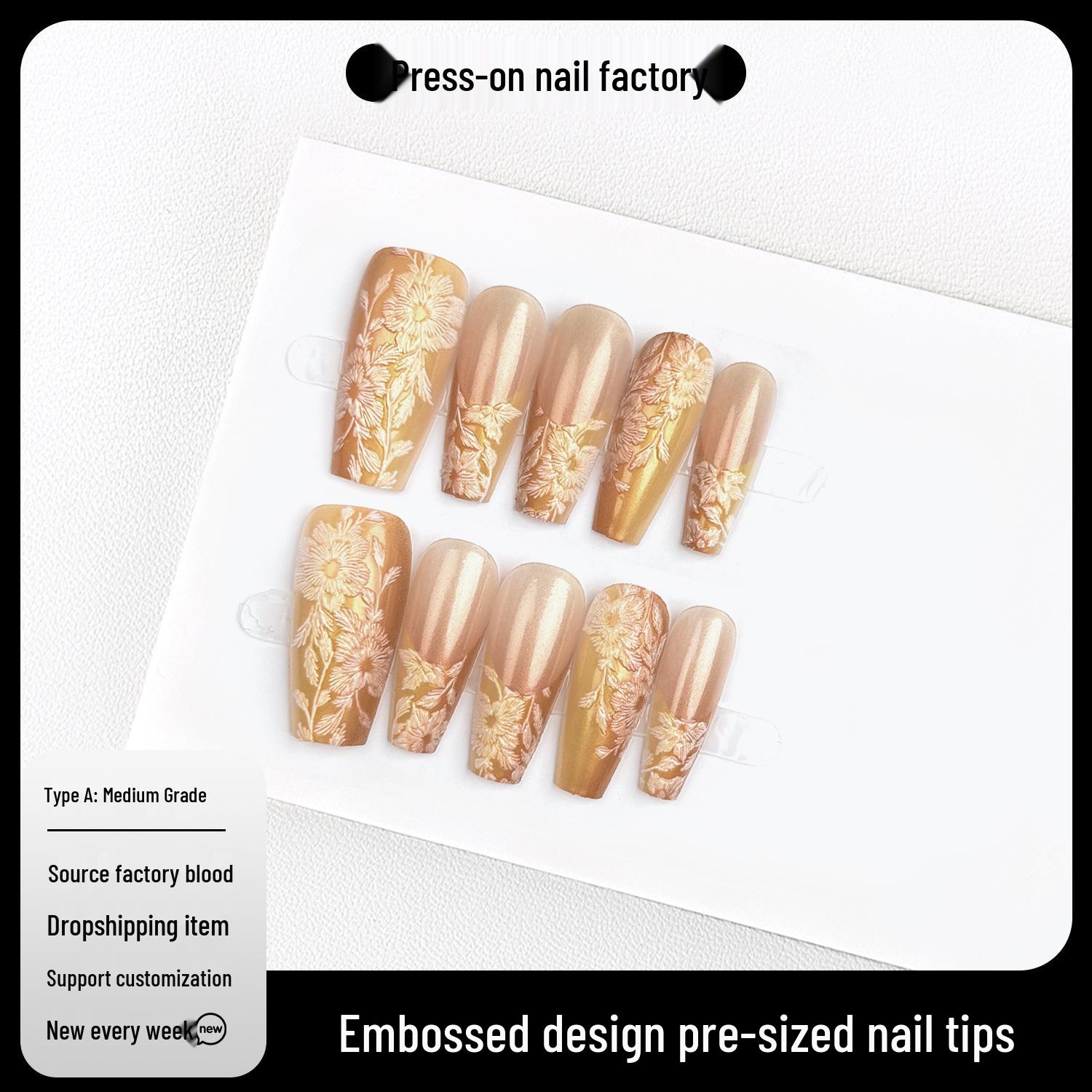 

**Advanced 3D Summer Embroidery Nails: French Style Nail Pieces** Small