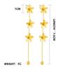 DIEYURO 316L Stainless Steel Golden Petals Flower Round Beads Tassel Earring For Women Fashion New Trend Ear Buckle Jewelry Gift