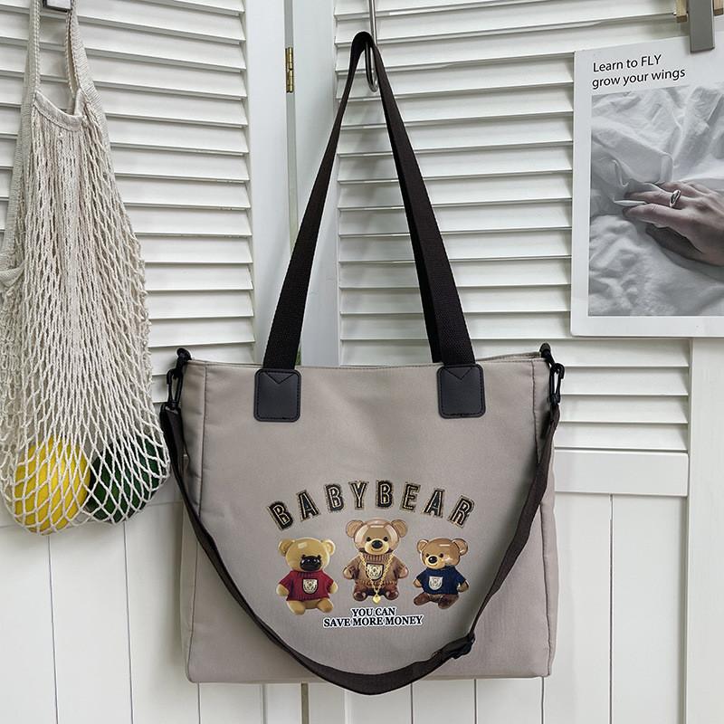 Bolso Tote de Lona Oxford para Mujer con Estampado de Letras Suave para Hombro Uso Diario
