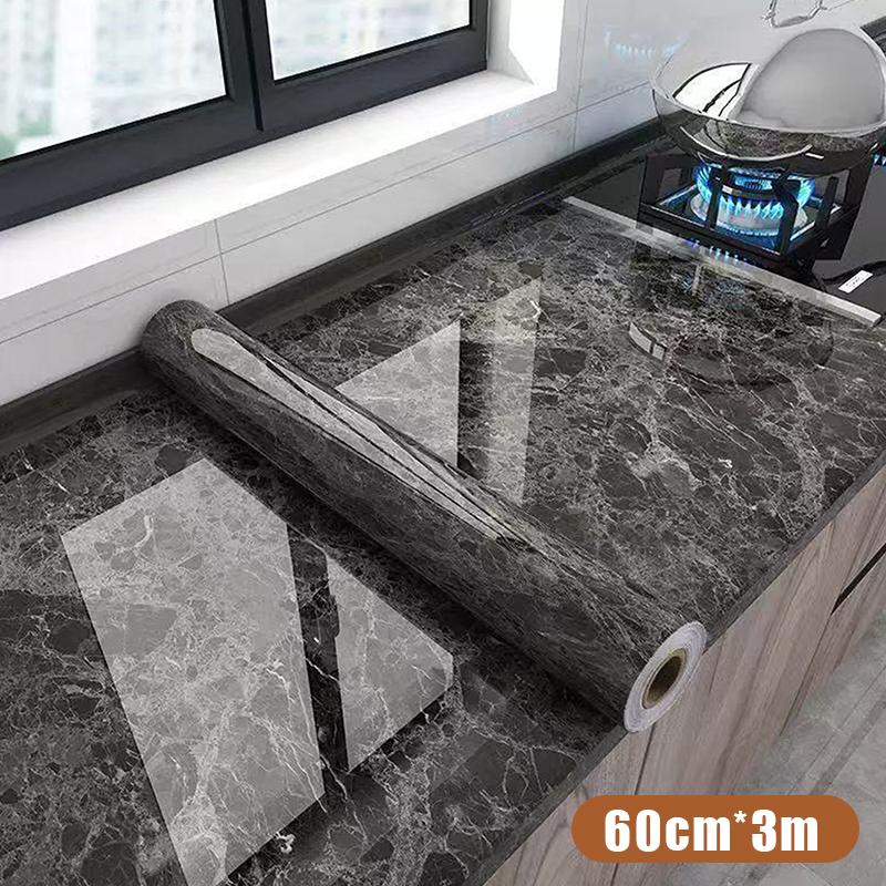 Self Adhesive Marble Grain Contact Paper Waterproof Oil Proof Stain Resistant Easy Clean for Kitchen Countertop Bathroom Renovation
