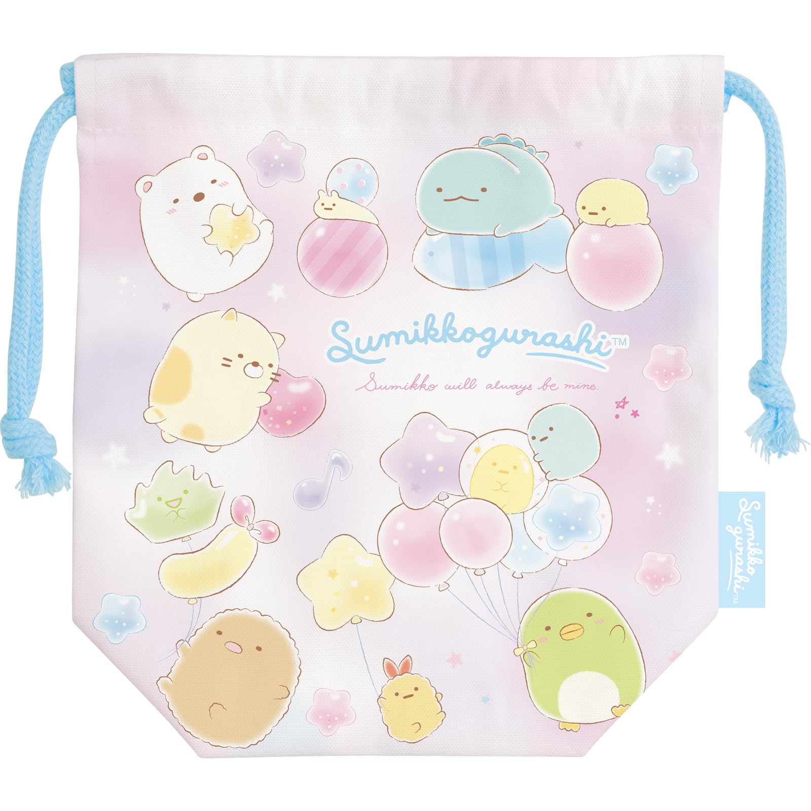 Sumikkogurashi Drawstring H185 x W170 x D70mm San-X Pouch, Medium, CA63801,