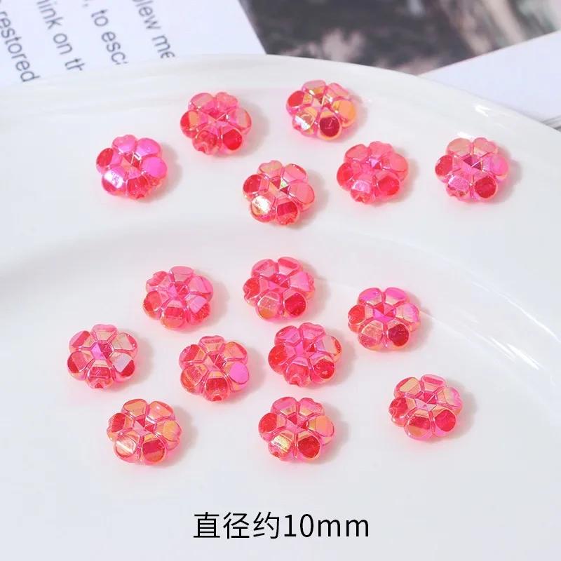 ZW10 50pcs 10mm Plating Color Flower Bright Acrylic Beads Spacer Beads Jewelry Making DIY Bracelet Exquisite Trend Wholesale