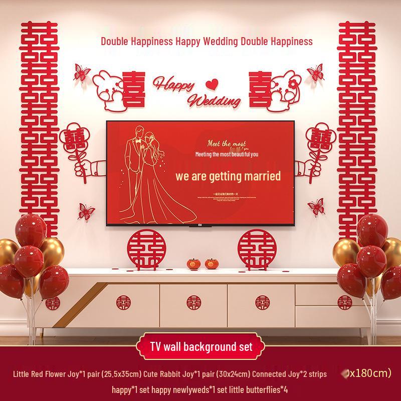 Double Happiness Wedding Room Decoration Set for New Homes - Living Room & TV Wall Decor