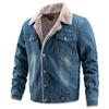 Mens Fleece Lined Denim Jacket Winter Warm Thick Single Breasted Casual Outerwear