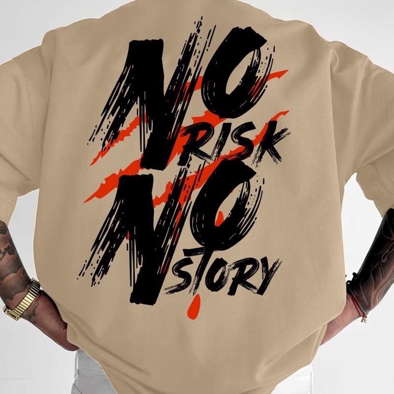 Men's Risk-Free Bold Print Casual Streetwear T-Shirt - Graphic Design
