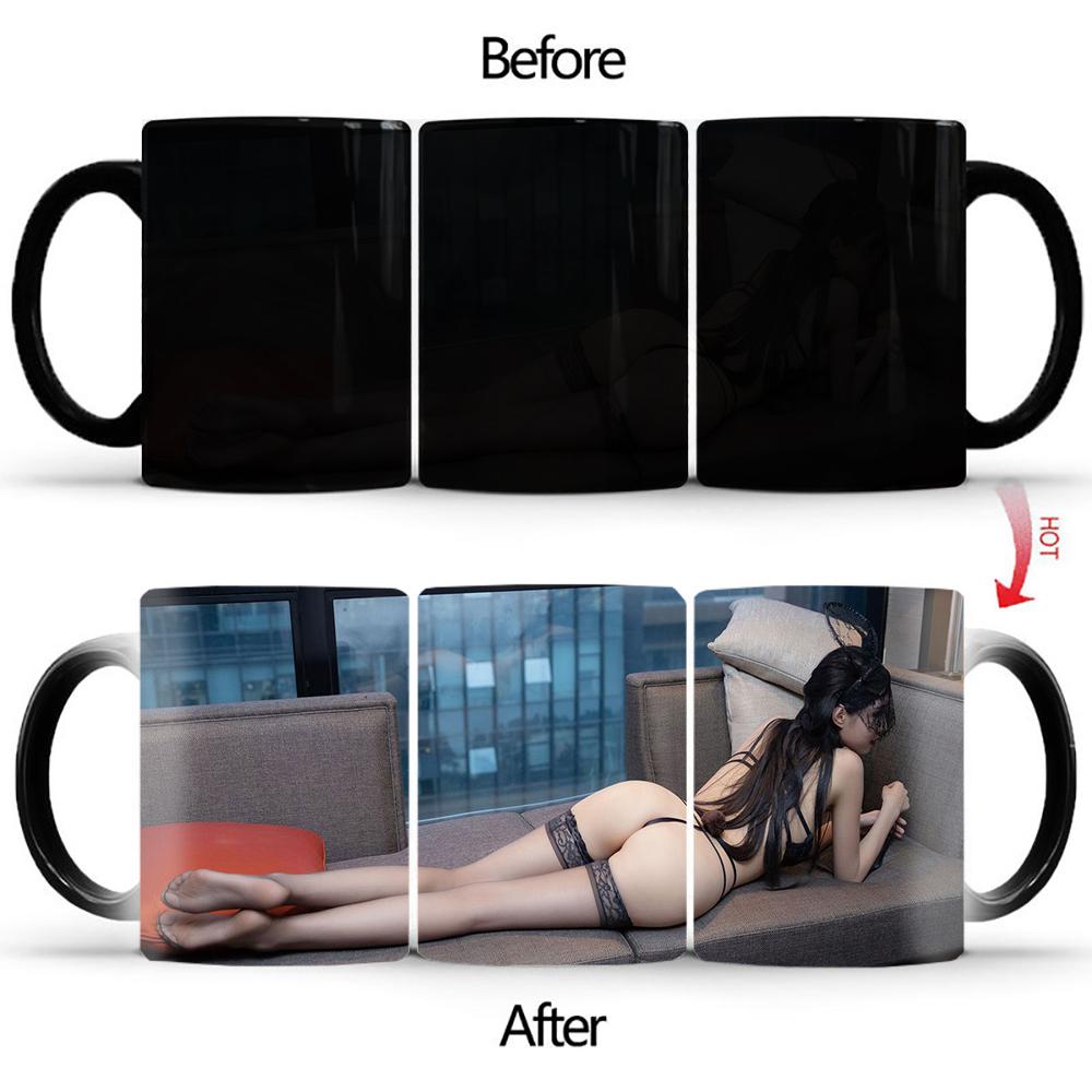 Creative Sexy Beauty Back Heat Sensitive Cup BSKT-201 Ceramic Mug Anime Ceramic Coffee Cups Wholesale Drinkware Color Change Cup