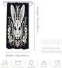 Artistic Rabbit Face Floral Design Shower Curtain Black White Boho Decor 72X72 Inches