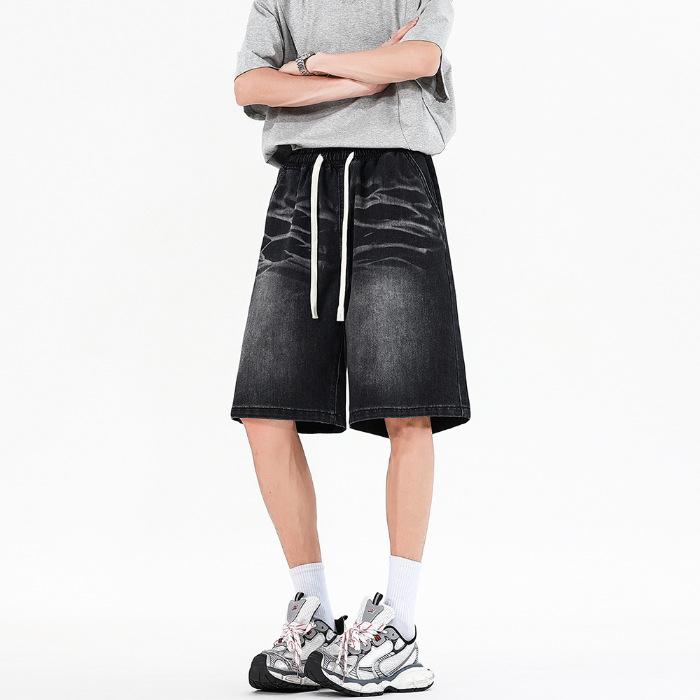 

Новые свободные прямые джинсы Эластичный пояс Застежка на шнуровке S