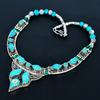 Turquoise 925 Sterling Silver Necklace Tibetan Silver Necklace Bohemian Antique Necklace Handmade Jewelry Nepali Necklace Gift For Wife