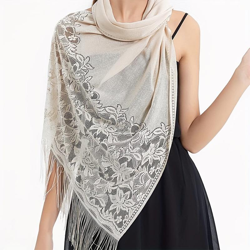 Spitze Blumenstickerei Langer Schal Damen Mode Haarschals Elegant Atmungsaktiv Outdoor Dame Hochzeits Schals Stola 170*65cm