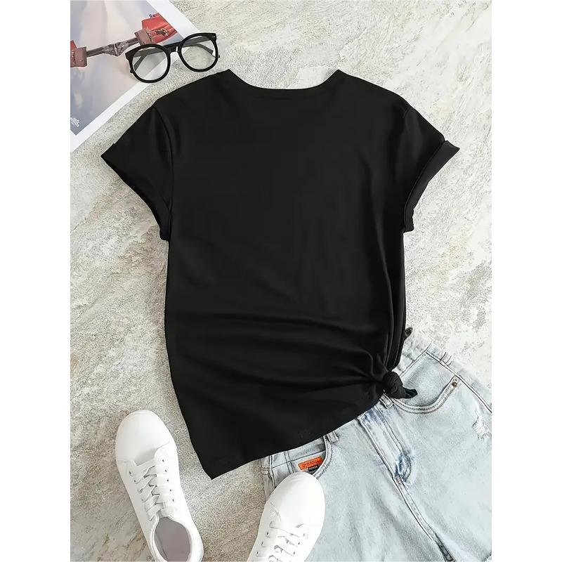 Women Floral Rose Print T-Shirt Round Neck All-Season Casual Breathable Comfortable Daily Top