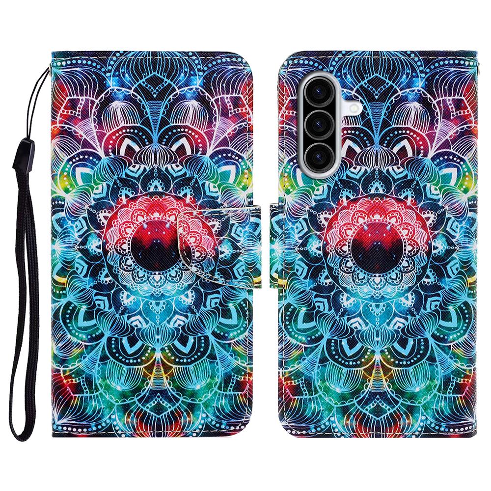 For Samsung Galaxy A37 5G Case Pattern Printing Protective Leather Folio Phone Cover with Wrist Strap