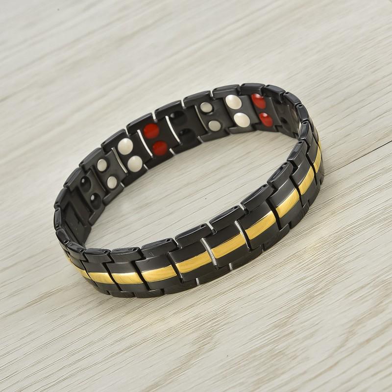 Stainless Steel Magnetic Double-Row Mens Bracelet Geometric Design Gift Office Professionals