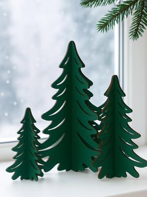 1pc Christmas Tabletop Decor Green Pine Trees Ornaments Bedroom Living Room Desktop Decorations for Home, Window Sill & Mantel