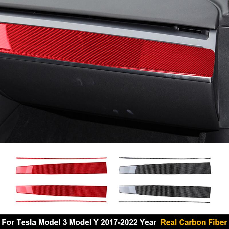 Real Carbon Fiber Car Center Console Dashboard Panel Decoration Sticker For Tesla Model Y Model 3 2017-2022 Car Accessories