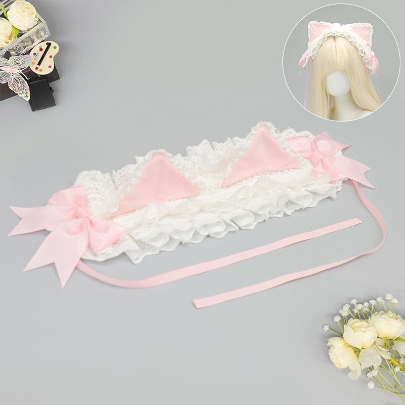 Original headband milk coffee sweet and cute lolita cat ear headband bow hairpin kc Japanese lolita headgear