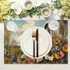 1pcs Boston Terrier Linen Placemats,  Decorative Dog Design for Dining, Kitchen, Indoor Festivals, and Home Decor
