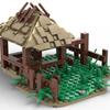 MOC-223492 Medieval Castle Animal Stable Small Particle Assembly Building Blocks Building Models Toy Decoration