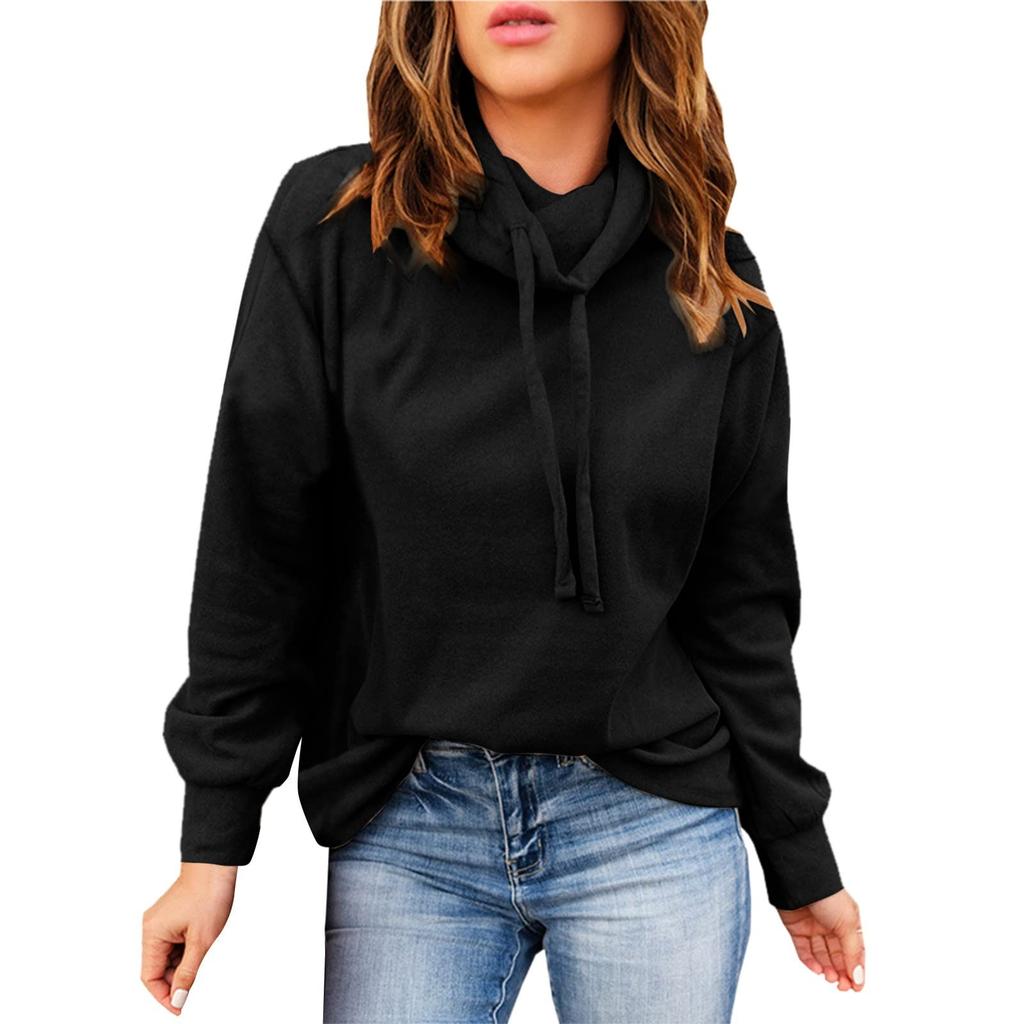 Fashion Women High Collar Casual Sleeve Pullover Blouse Long Sleeve Tops Blouse