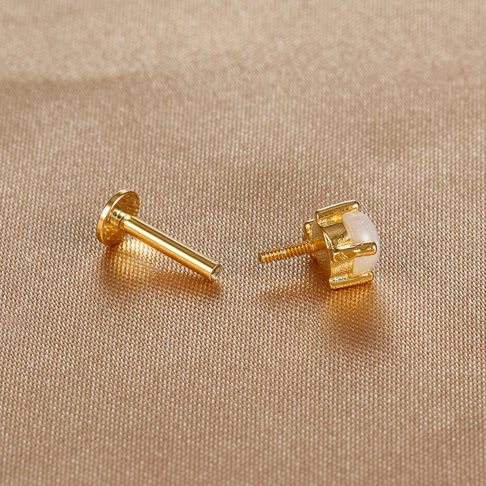 Sterling Silver Opal Threaded Cartilage Stud Earrings