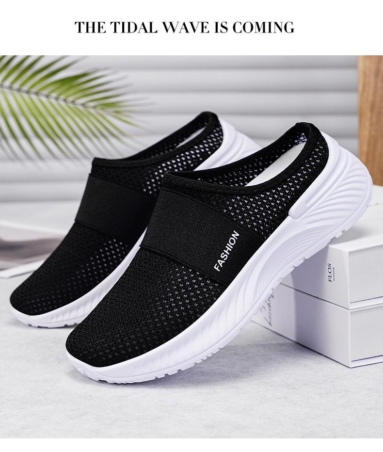 Damen Plus Size Fly-Knit Mesh Slip-On Freizeitschuhe