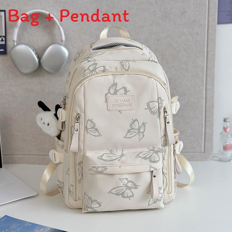 Sweet Butterfly Pattern Student Backpack With Padded Shoulder Straps For Education