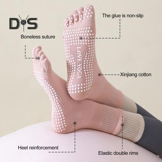1 Paio Calzini da Yoga con Dita con Gripper Antiscivolo Traspiranti Anti-Umidità Danza Classica Fitness Pilates Atletici Palestra Sport Calzini a Metà Polpaccio