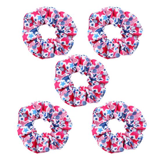 

5Pcs Independence Day Hair Ties Patriotic Prints Red White Blue Striped Star Pattern Festival Ponytail Holder Women Hair Scrunchies A