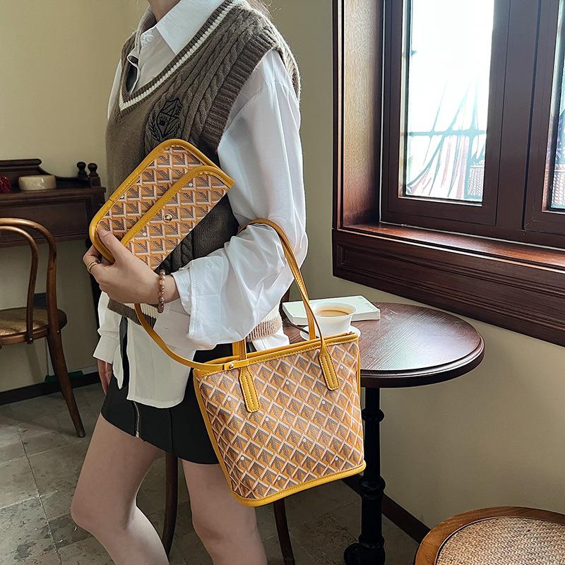 New Fashion Trend Versatile Dog Tooth Shopping Bag Large Capacity Bag Portable Shoulder Bag