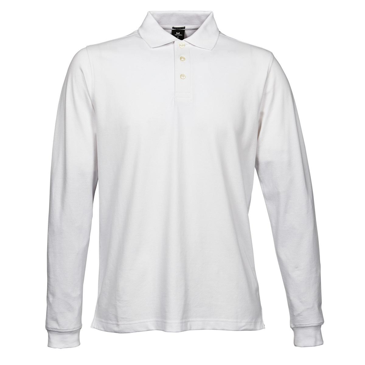 Polo da uomo a maniche lunghe elasticizzata di lusso Tee Jays 2XL bianco