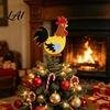 Farmhouse Cork Decoration Felt Rooster Christmas Tree Topper Xmas Top Cock Decoration Decor Animal Topper with Metal Spring Base Party Supplies
