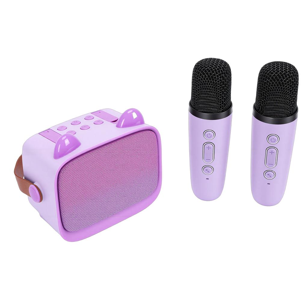 Mini Karaoke Machine Toy Kids Boys Girls Portable Bluetooth Speaker with 2 Wireless Mics for Early Education Home