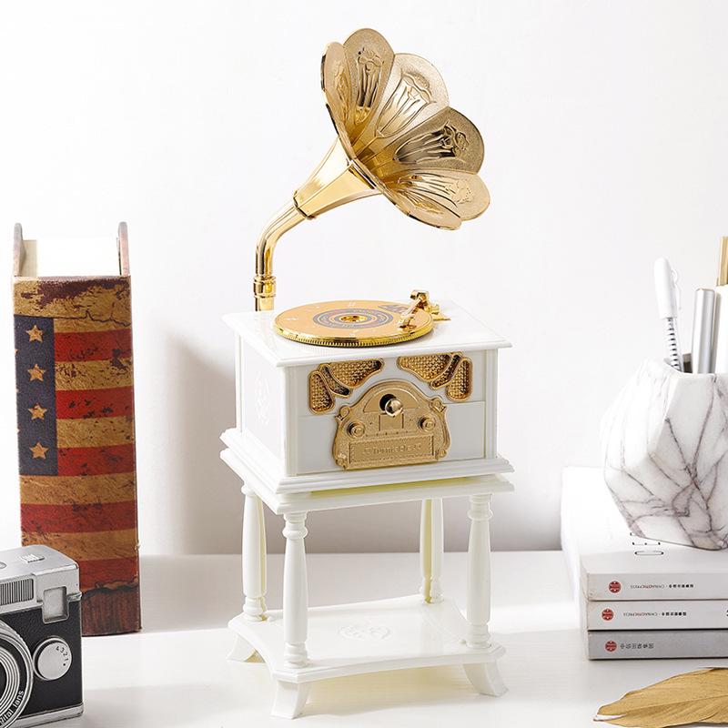 Mini Classic Retro Trumpet Gramophone Music Box & Home Decor