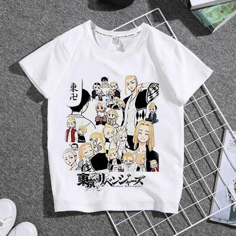 Cute Harajuku Anime Tokyo Revengers Print Children T-Shirt Summer Loose Short Sleeve White Women Tops Boy Girl Tees Men Blouses